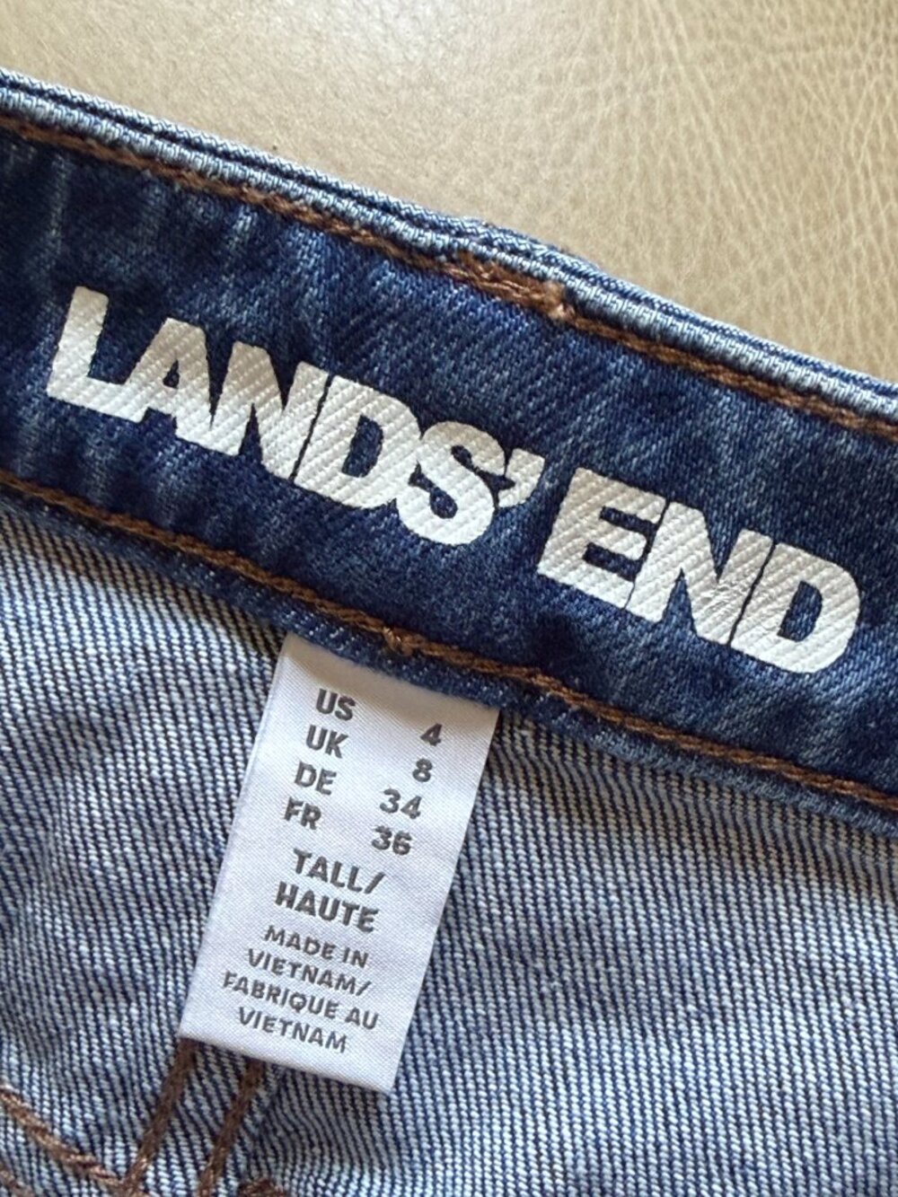 Lands End | Women's Soft Denim Mid Rise Button Through Above the Knee Skirt - Picture 3 of 3